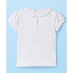 Babyhug 100% Cotton Woven Half Sleeves Knee Length Frock With Floral Embroidered Inner Tee - Green