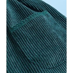 Babyhug 100% Cotton Woven Half Sleeves Knee Length Frock With Floral Embroidered Inner Tee - Green