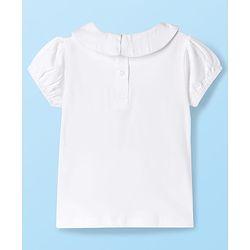 Babyhug 100% Cotton Woven Half Sleeves Knee Length Frock With Floral Embroidered Inner Tee - Green