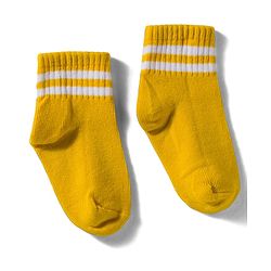 Cute Walk By Babyhug Knit Ankle Length Socks with Stripes Pack of 3 - Yellow Purple & Orange