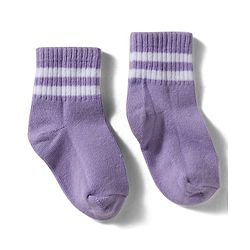 Cute Walk By Babyhug Knit Ankle Length Socks with Stripes Pack of 3 - Yellow Purple & Orange