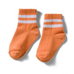 Cute Walk By Babyhug Knit Ankle Length Socks with Stripes Pack of 3 - Yellow Purple & Orange