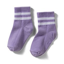 Cute Walk By Babyhug Knit Ankle Length Socks with Stripes Pack of 3 - Yellow Purple & Orange