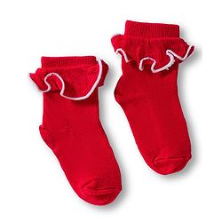 Cute Walk By Babyhug Ankle Length Solid Color Socks with Frill Detailing Pack of 3 - Red Blue & Yellow