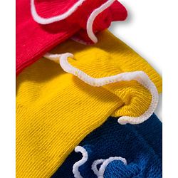 Cute Walk By Babyhug Ankle Length Solid Color Socks with Frill Detailing Pack of 3 - Red Blue & Yellow