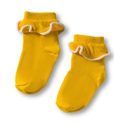 Cute Walk By Babyhug Ankle Length Solid Color Socks with Frill Detailing Pack of 3 - Red Blue & Yellow