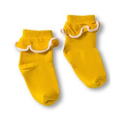 Cute Walk By Babyhug Ankle Length Solid Color Socks with Frill Detailing Pack of 3 - Red Blue & Yellow