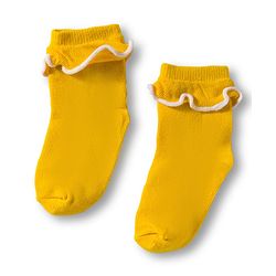 Cute Walk By Babyhug Ankle Length Solid Color Socks with Frill Detailing Pack of 3 - Red Blue & Yellow