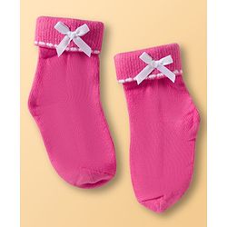Cute Walk By Babyhug Ankle Length Solid Color Socks Pack of 3 - White Pink & Purple