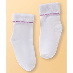 Cute Walk By Babyhug Ankle Length Solid Color Socks Pack of 3 - White Pink & Purple