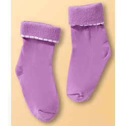 Cute Walk By Babyhug Ankle Length Solid Color Socks Pack of 3 - White Pink & Purple