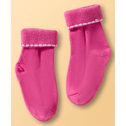 Cute Walk By Babyhug Ankle Length Solid Color Socks Pack of 3 - White Pink & Purple