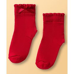 Cute Walk By Babyhug Knit Ankle Length Socks with Cherry Design Pack of 3 - Red Pink & White