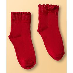 Cute Walk By Babyhug Knit Ankle Length Socks with Cherry Design Pack of 3 - Red Pink & White