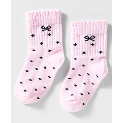 Cute Walk By Babyhug Knit Ankle Length Socks with Bow Design Pack of 3 - Red White & Pink