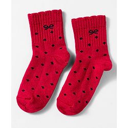 Cute Walk By Babyhug Knit Ankle Length Socks with Bow Design Pack of 3 - Red White & Pink
