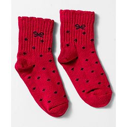 Cute Walk By Babyhug Knit Ankle Length Socks with Bow Design Pack of 3 - Red White & Pink
