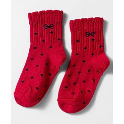 Cute Walk By Babyhug Knit Ankle Length Socks with Bow Design Pack of 3 - Red White & Pink