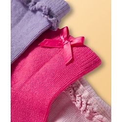 Cute Walk By Babyhug Ankle Length Solid Color Socks Pack of 3 - Multicolor