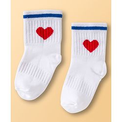 Cute Walk By Babyhug Ankle Length Solid Color Socks with Stripes Pack of 3 - Red White & Blue