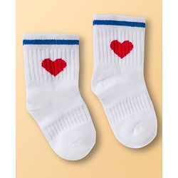 Cute Walk By Babyhug Ankle Length Solid Color Socks with Stripes Pack of 3 - Red White & Blue