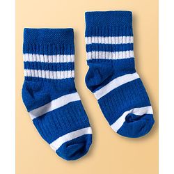 Cute Walk By Babyhug Ankle Length Solid Color Socks with Stripes Pack of 3 - Red White & Blue