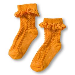 Cute Walk By Babyhug Ankle Length Socks with Cable Knit Design Pack of 3 - Pink Orange & Green