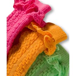 Cute Walk By Babyhug Ankle Length Socks with Cable Knit Design Pack of 3 - Pink Orange & Green