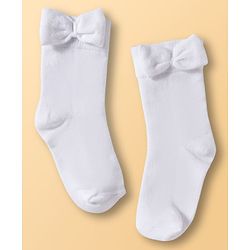 Cute Walk by Babyhug Ankle Length Solid Colour Socks with Bow Design Pack of 3 - Red White & Navy