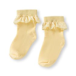 Cute Walk By Babyhug Ankle Length Solid Color Socks with Lace Detailing Pack of 3 - Yellow Light Blue & Pink