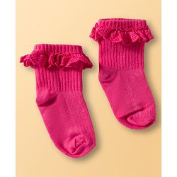 Cute Walk by Babyhug Ankle Length Solid Colour Socks with Lace  Design Pack of 3 - Pink White & Red