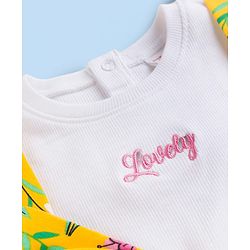Babyhug 100% Cotton Knit Half Sleeves Floral Printed Frock - Yellow