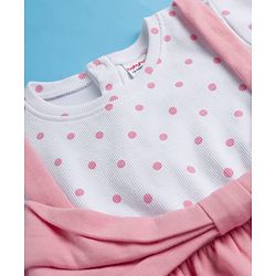 Babyhug 100% Cotton Knit Half Sleeves Polka Dots Printed Frock - Pink