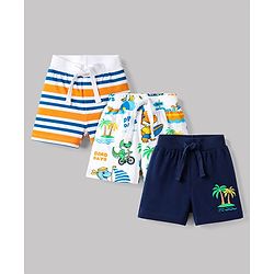 Babyhug Single Jersey Knit Mid Thigh Striped & Printed Shorts Pack of 3 - Multicolor