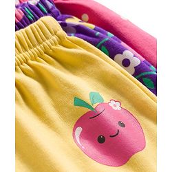 Babyhug Interlock Knit Full Length Diaper Leggings with Floral & Polka Dot Print Pack of 3 - Yellow Pink & Purple