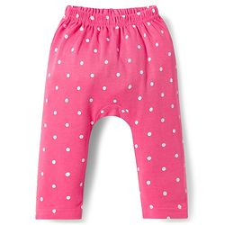 Babyhug Interlock Knit Full Length Diaper Leggings with Floral & Polka Dot Print Pack of 3 - Yellow Pink & Purple