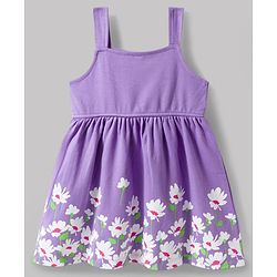 Babyhug Single Jersey Knit Frock & Half Sleeves Shrug With Floral Print - Purple & White