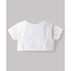 Babyhug Single Jersey Knit Frock & Half Sleeves Shrug With Floral Print - Purple & White
