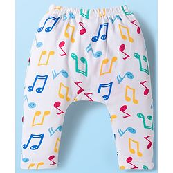 Babyhug Interlock Knit Full Length Diaper Leggings with Musical Print & Stripes Pack of 3 - Multicolor