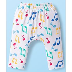 Babyhug Interlock Knit Full Length Diaper Leggings with Musical Print & Stripes Pack of 3 - Multicolor