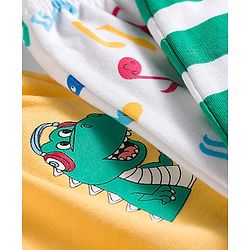 Babyhug Interlock Knit Full Length Diaper Leggings with Musical Print & Stripes Pack of 3 - Multicolor