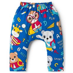 Babyhug Interlock Knit Full Length Diaper Leggings with Animal Print & Stripes Pack of 3 - Multicolor