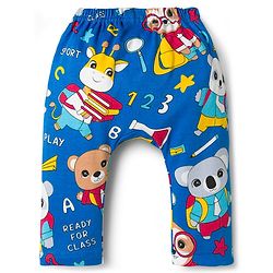Babyhug Interlock Knit Full Length Diaper Leggings with Animal Print & Stripes Pack of 3 - Multicolor
