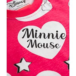 Babyhug Disney 100% Cotton Knit Half Sleeves Co-Ords T-Shirt & Shorts Night Suit With Minnie Mouse Print - Red
