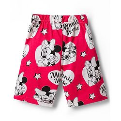 Babyhug Disney 100% Cotton Knit Half Sleeves Co-Ords T-Shirt & Shorts Night Suit With Minnie Mouse Print - Red