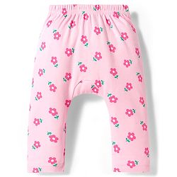 Babyhug Interlock Knit Full Length Diaper Leggings with Floral & Polka Dot Print Pack of 3 - Purple Dark & Light Pink