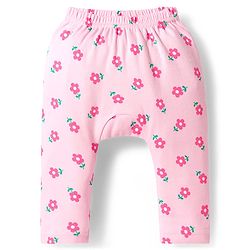 Babyhug Interlock Knit Full Length Diaper Leggings with Floral & Polka Dot Print Pack of 3 - Purple Dark & Light Pink