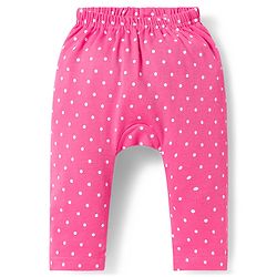 Babyhug Interlock Knit Full Length Diaper Leggings with Floral & Polka Dot Print Pack of 3 - Purple Dark & Light Pink