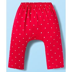 Babyhug Interlock Knit Full Length Diaper Leggings With Polka Dot Print Pack Of 3 - Red White & Navy Blue
