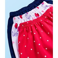 Babyhug Interlock Knit Full Length Diaper Leggings With Polka Dot Print Pack Of 3 - Red White & Navy Blue